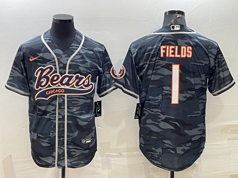 Men Chicago Bears #1 Fields Camo 2022 Nike Co branded NFL Jerseys